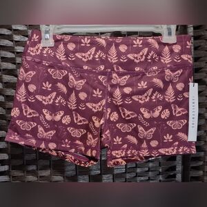 IAB I Am Becoming Burgundy Butterfly Print 3 In No Ride Gym Workout Shorts Sz 8
